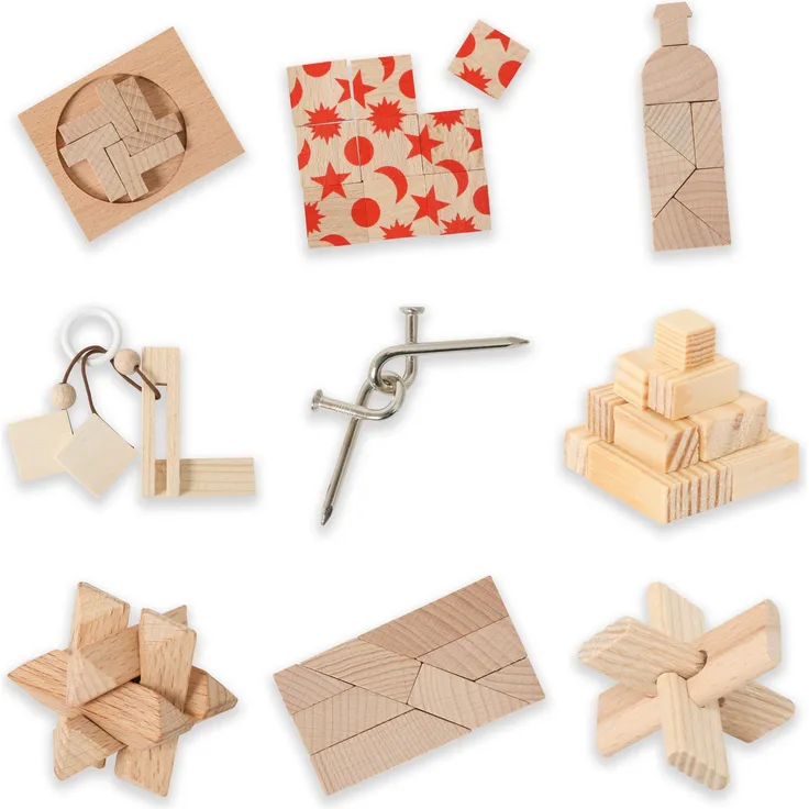 Bartl 500269 Knobelspiele aus Holz Puzzle Set F (9 Puzzles) Geschicklichkeitsspiele für Erwachsene und Kinder
