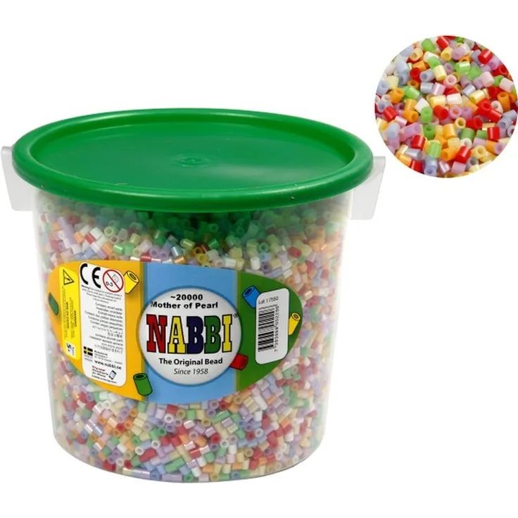 Creativ Company - Nabbi Bügelperlen Perlmutt im Eimer mit ca. 20000 Stück 5 mm
