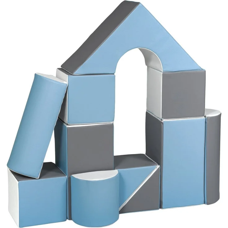 11 Grossbausteine Schaumstoffbausteine Bauklötze Riesenbausteine Schloss-Set (Farbe: weiß, hellblau, grau)
