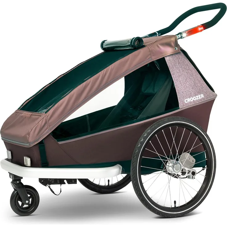 Croozer 'Kid Vaaya 1' Fahrradanhänger 2020, Blossom Red, 1-Sitzer, inkl. Fahrrad-Set, Buggyrad, Wetterverdeck, Kopfpolster, integriertes Sensor-Licht Bearbeiten