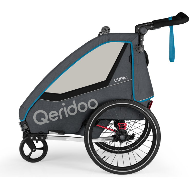 Qeridoo 'QUPA 1' Fahrradanhänger Blue 2023, 1-Sitzer mit Blattfeder-Dämpfsystem – Bild 2