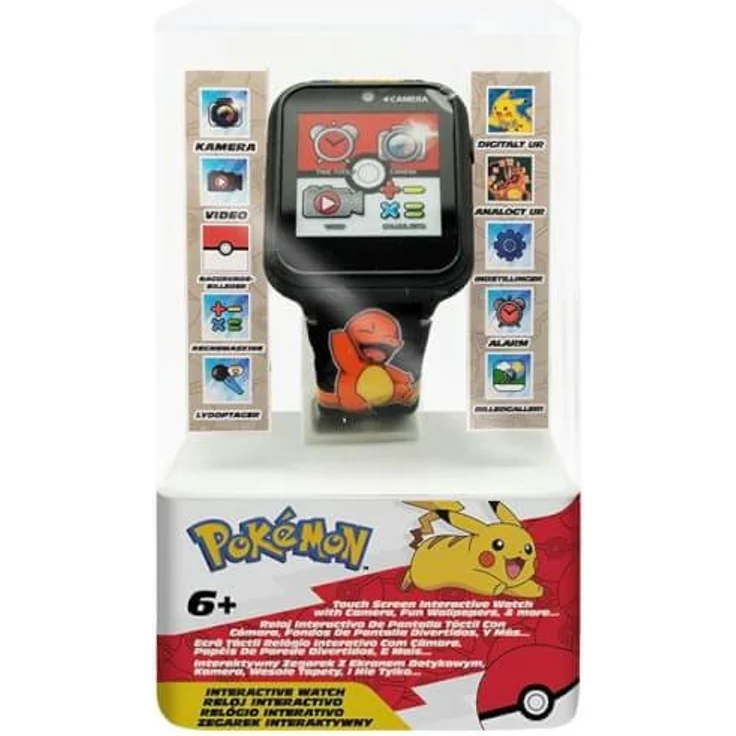 Accutime Kinder Smart Watch Pokémon (schwarz): Selfie Kamera, Foto & Video, Stoppuhr, 3 Hintergründe, 10 Zifferblätter, – Bild 1