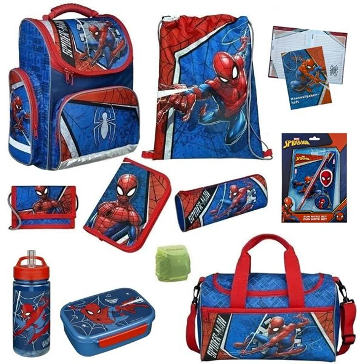 SPIDERMAN Schulranzen 1. Klasse 9-teiliges Set mit Sporttasche – Bild 7