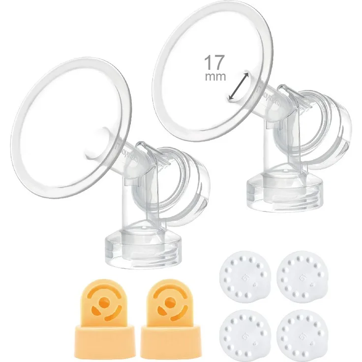 Maymom 17 mm 2x Einteilige Brusthaube mit Ventilkopf und Ventilmembrane kompatibel mit Medela-Milchpumpen; hergestellt von Maymom(Brusthaube 17mm; Brustwarze Durchmesser 13-15mm).