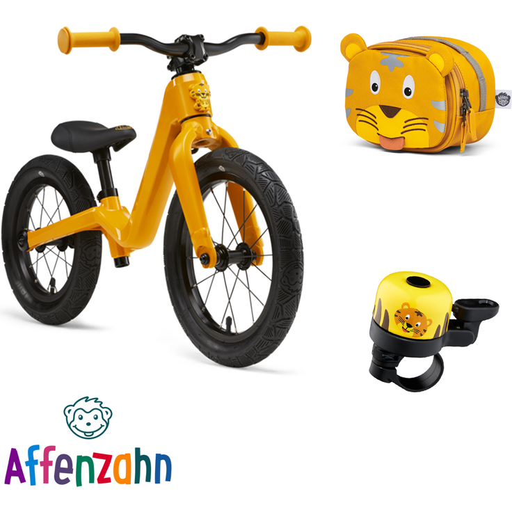 AFFENZAHN Laufrad mit Zubehör | Tiger | 12 Zoll | Gelb | SET