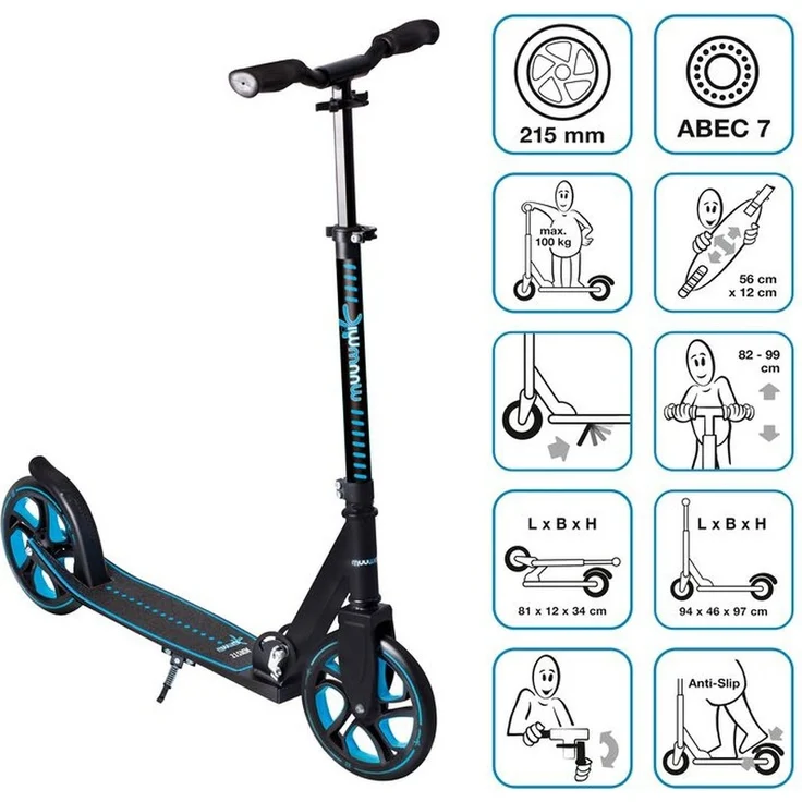 muuwmi Aluminium Scooter Pro 215 mm blau – Bild 2