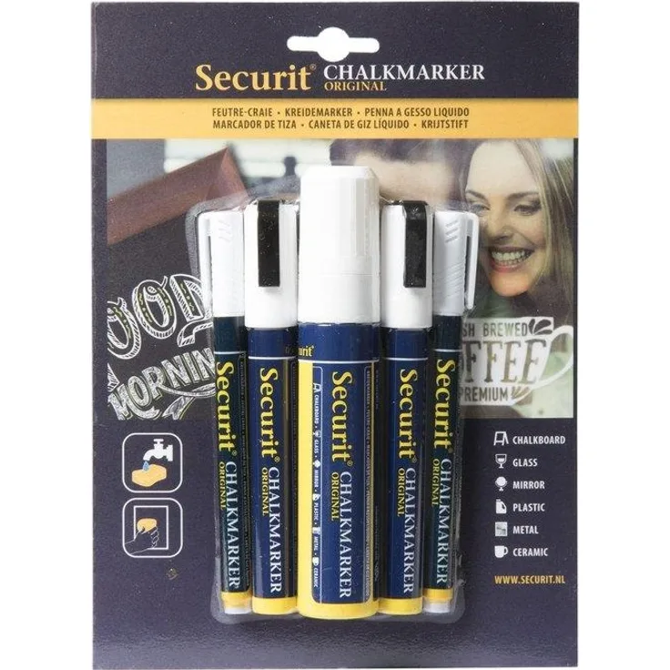 Securit | Chalkmarker liquid set of 5 white