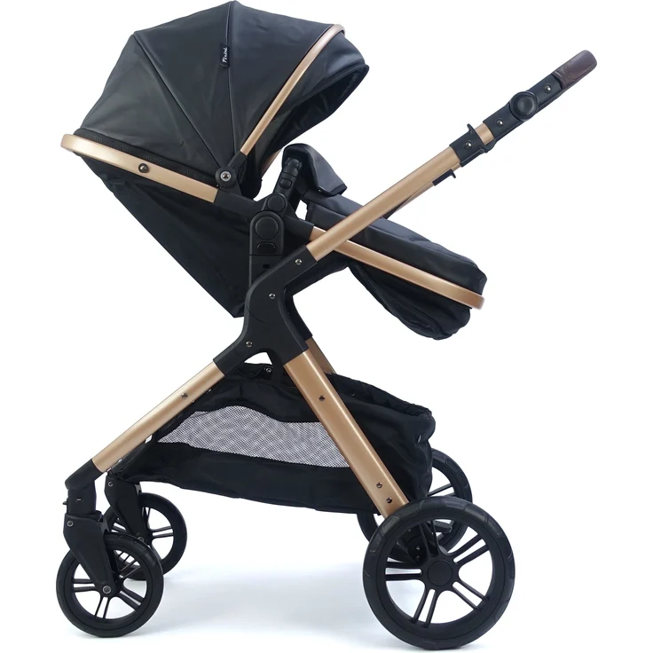 Pixini Kinderwagen Nelio 3in1 gold / schwarz (inkl. Autositz, Regenplane, Wickeltasche,. ) – Bild 6
