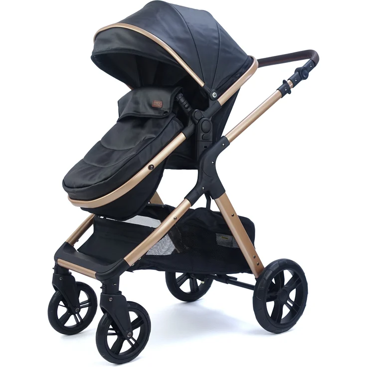 Pixini Kinderwagen Nelio 3in1 gold / schwarz (inkl. Autositz, Regenplane, Wickeltasche,. ) – Bild 5