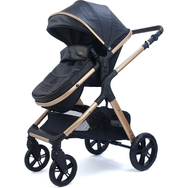 Pixini Kinderwagen Nelio 3in1 gold / schwarz (inkl. Autositz, Regenplane, Wickeltasche,. ) – Bild 2