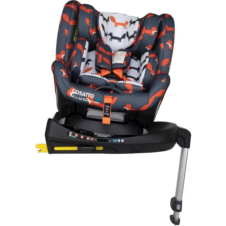 Cosatto All in All Rotate i-Size Kindersitz, Ab Geburt 0-12 Jahre, Mit Drehfunktion, ISOFIX, Reboarder, 5 Punkt Plus Gurt (Charcoal Mister Fox)