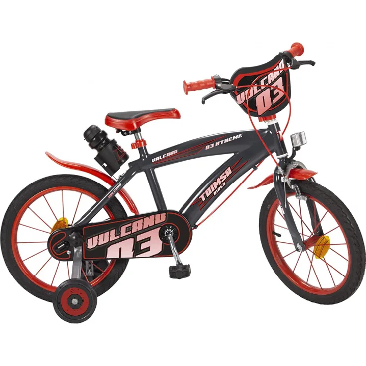 Volcano Kinderfahrrad, 16 Zoll 25,4 cm, mit Felgenbremse, Rot/Schwarz