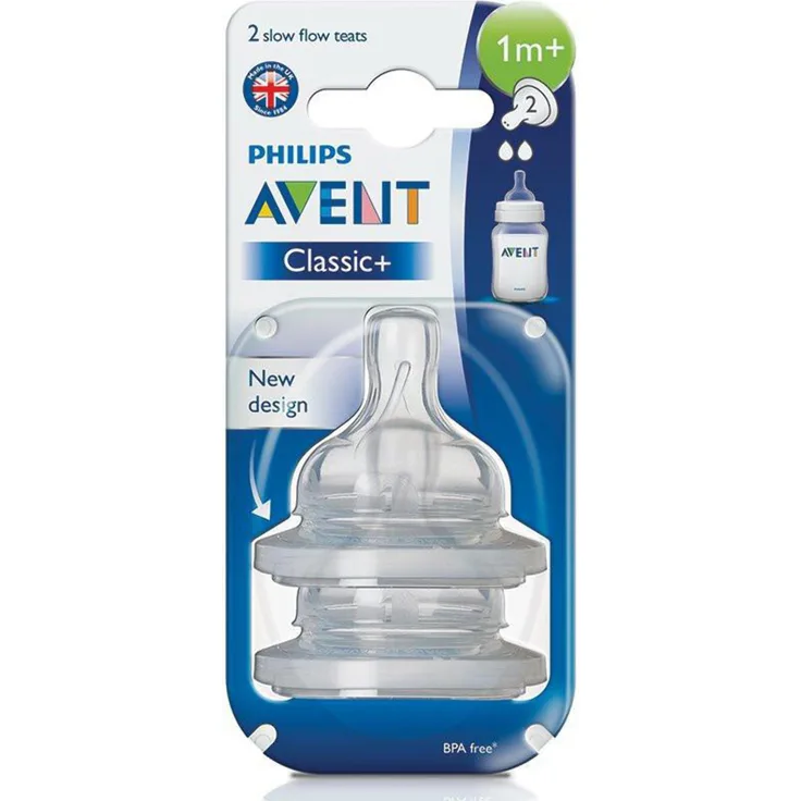 3 x Sauger Avent Classic + 2 Loch Slow Flow 1 mnth + (2 Stück)
