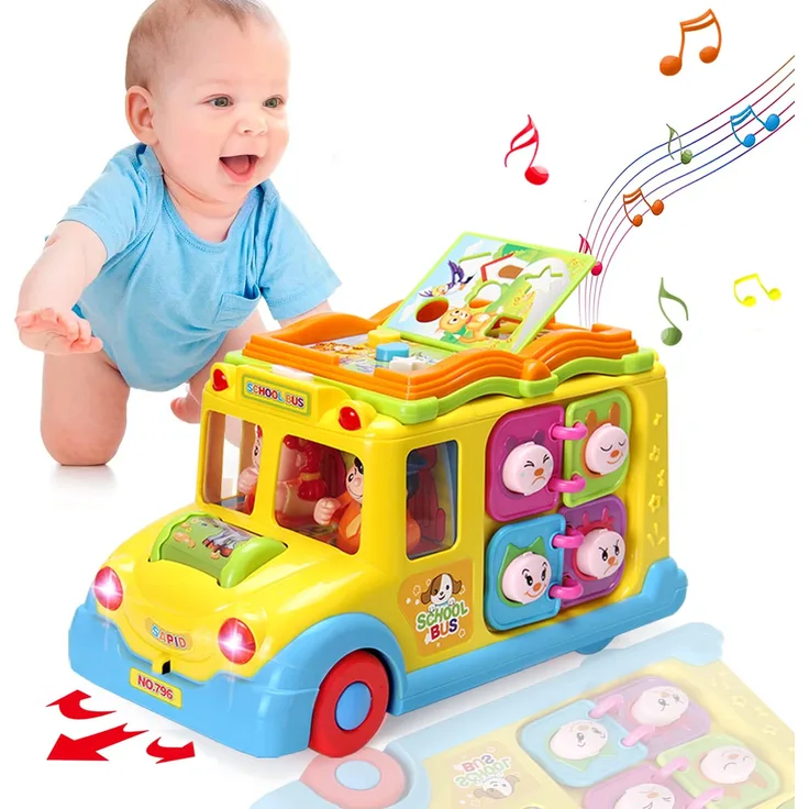 Baby Spielzeug ab 1 Jahr Pädagogisches Intellektuelles Bus Baby Spielzeug ab 6 9 12 18 Monate Tiergeräuschen/Musik/ Bewegung Musikalischer Bus Kinderspielzeug ab 1 2 Jahre Mädchen Junge Geschenk