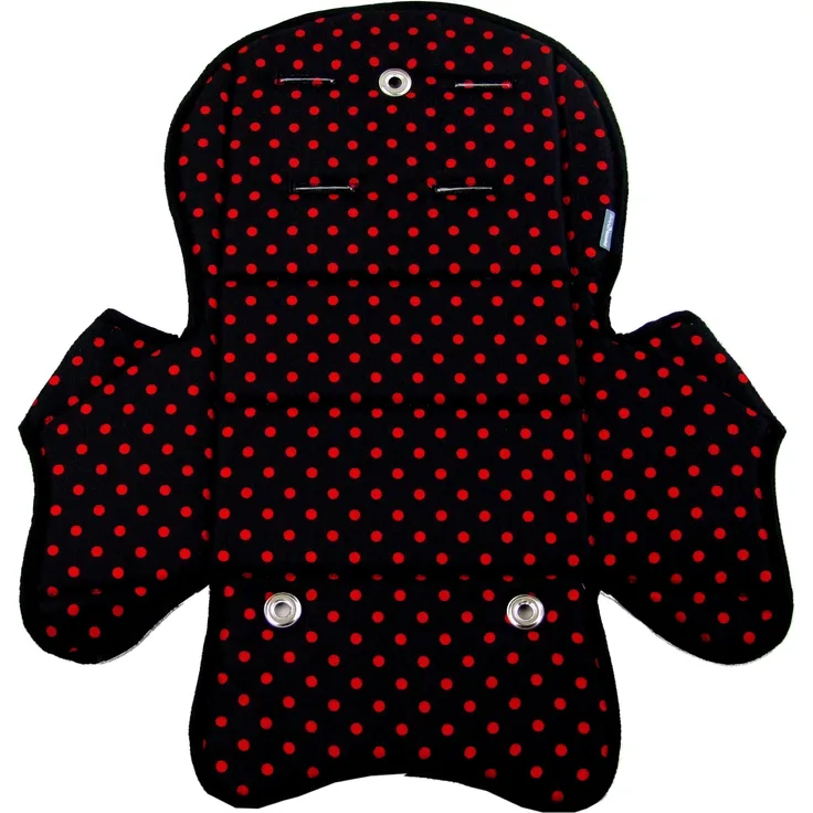 BAMBINIWELT Ersatzbezug Sitzkissen Bezug Auflage für Fahrradsitz kompatibel mit Römer Jockey Design MOD 5 (schwarz rote Punkte)
