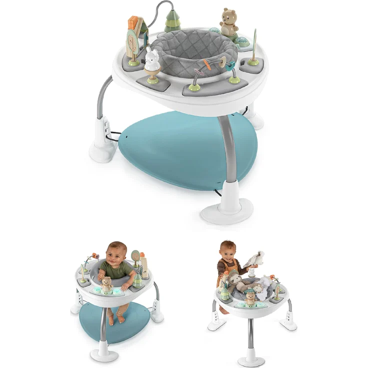 Ingenuity, Spring & Sprout, Aktivitätscenter 2-in-1, First Forest, Spielcentrum und Spieltisch mit Sprungkissen, Lichtern, Geräuschen und 11 interaktiven Aktivitäten, ab 6 monate