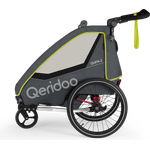 Qeridoo 'QUPA 2' Fahrradanhänger Lime 2023, 2-Sitzer mit Blattfeder-Dämpfsystem