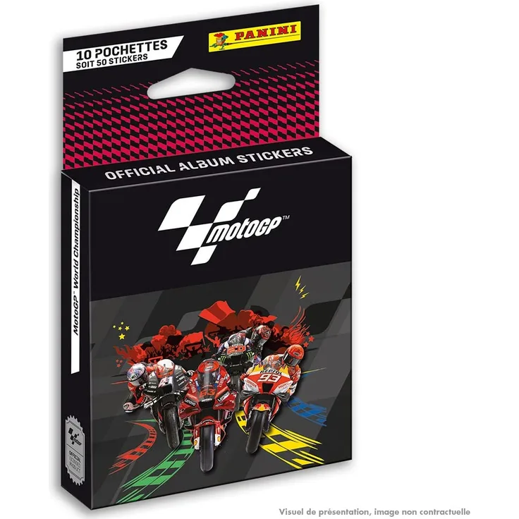 Panini 004537KBF10 Moto GP Aufkleber, Blisterverpackung, 10 Stück