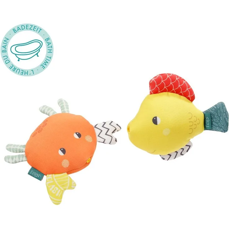 Baby Fehn 2er-Set Spritztiere Fisch & Krabbe für die Badewanne, Urlaub und Strand