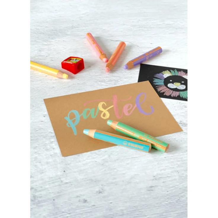 Buntstift, Wasserfarbe & Wachsmalkreide - STABILO woody 3 in 1 - Einzelstift - pastellgrün – Bild 7