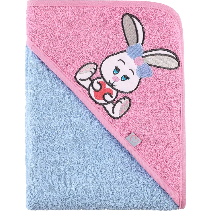 Be Mammy Kapuzenhandtuch Babyhandtuch aus Baumwolle Oeko-Tex Standard 100 100cm x 100cm BE20-240-BBL (Hellblau - Hase)
