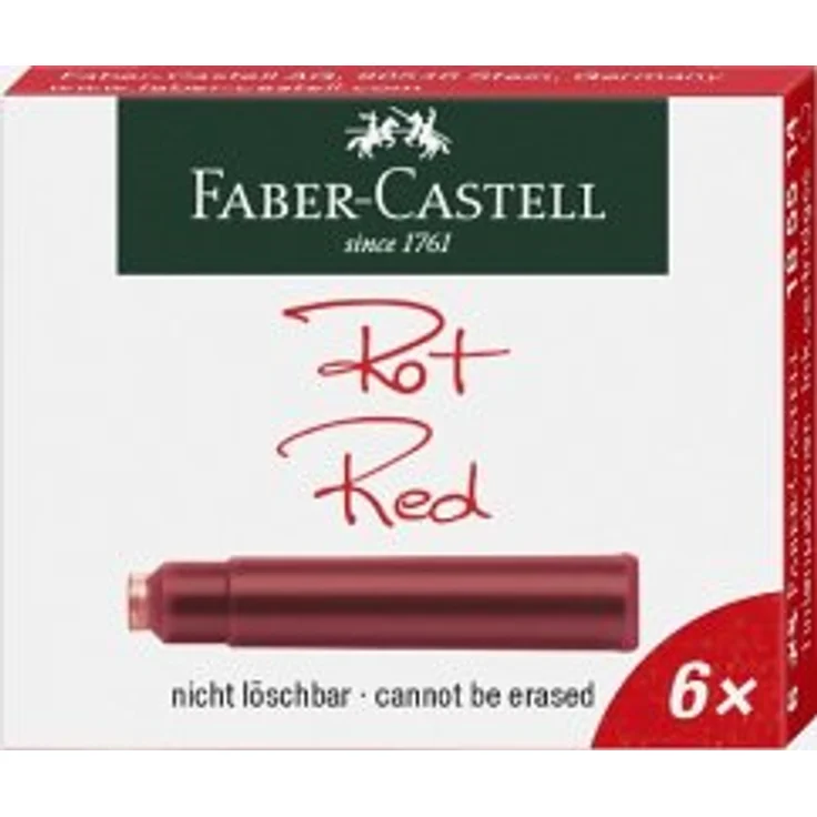 Faber-Castell Tintenpatronen Standard rot, nicht löschbar, 6er Faltschachtel - Preisvergleich – Bild 1