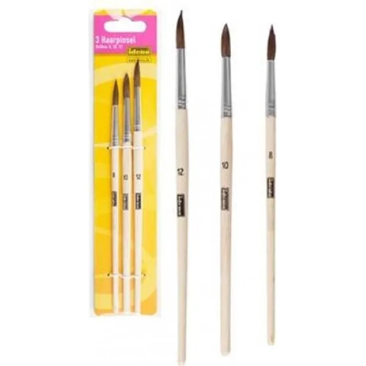 Idena 626057 Haarpinselset 3teilig Größe 81012 unlackiertrt