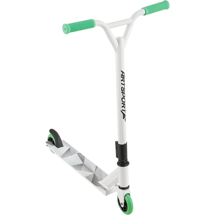 ArtSport 24633 'Stunt Scooter Futuristic', ab 6 Jahren, 360° Lenker, 100 mm Alu Räder, max. belastbar bis 100 kg, weiß/mintgrün/grau – Bild 1
