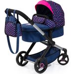 Bayer Design Kombi-Puppenwagen Xeo Herzchen dunkelblau rosa