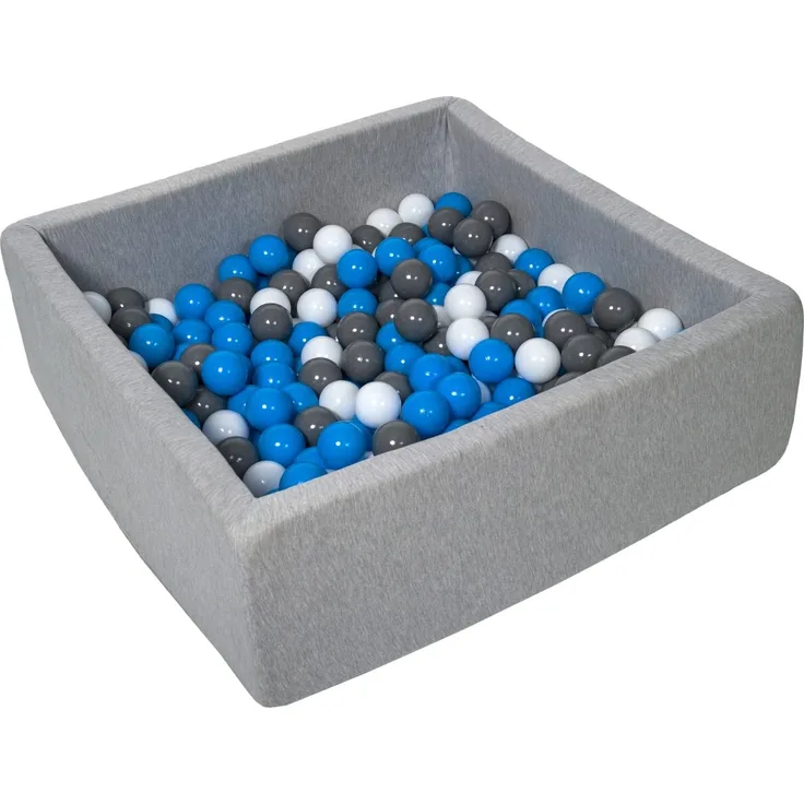 Velinda Bällebad Ballpool Kugelbad Bällchenbad Kinder-Pool mit 200 Bällen/90x90cm (Farbe der Bälle: weiß, blau,grau)