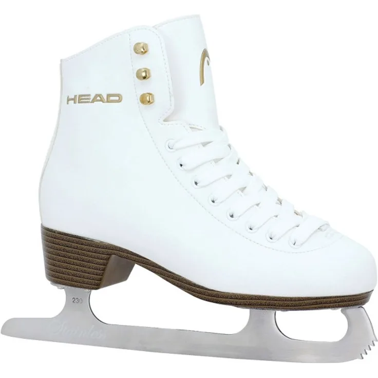 HEAD Eiskunstlauf Schlittschuh Donna, Größe 35, Damen Schlittschuh, Leder weiß, Mädchen und Frauen, warm gefüttert