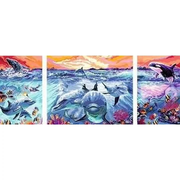 Ravensburger 23577 - CreArt, Malen nach Zahlen, Dolphins at Sunset, 100x40cm, Malset – Bild 2