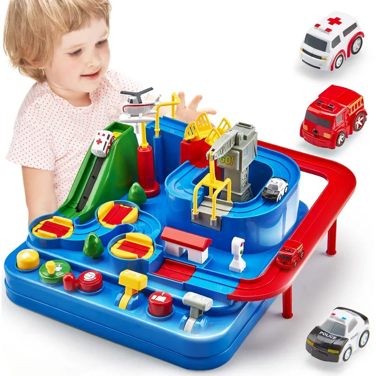 Auto Spielzeug ab 3 4 5 6 Jahre - Track Cars Spielzeug Autobahn Kinder für Kinder Jungen Mädchen über 3 Jahre, Abenteuer Autopark für Geschenk