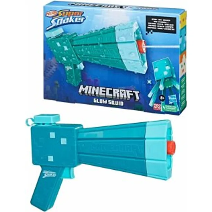 Nerf Super Soaker Minecraft Glow Squid Soaker-Wasserpistole Blau 8 Jahr(e) 1 Stück(e)