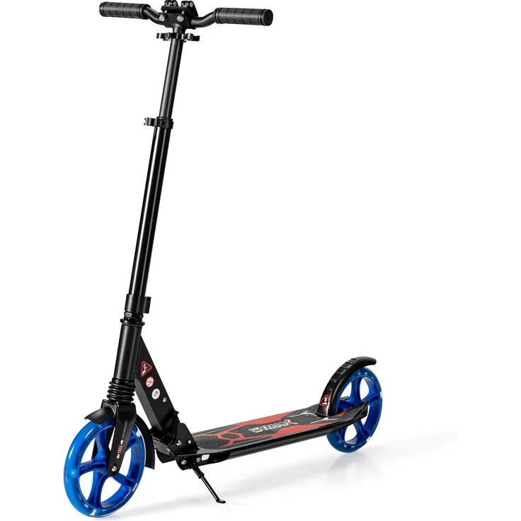 COSTWAY Cityroller mit Leuchten Scooter Roller höhenverstellbar bis 100kg belastbar inkl. Traggurt klappbar