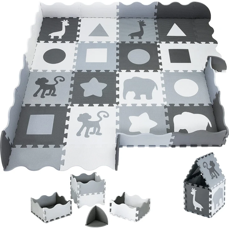 Moby-System Puzzlematte für Babys, 150 x 150 cm, Spielmatte, geruchlos, Matte große, Puzzle Matte für Jungen & Mädchen, Spielmatte schadstofffreie, geruchlose Krabbelmatte – Bild 1