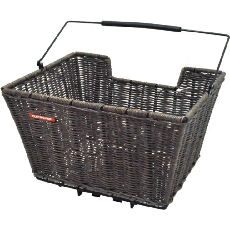 Hinterradkorb Pletscher Rattan braun, mit Pletscher 3-Punkt-Adapter
