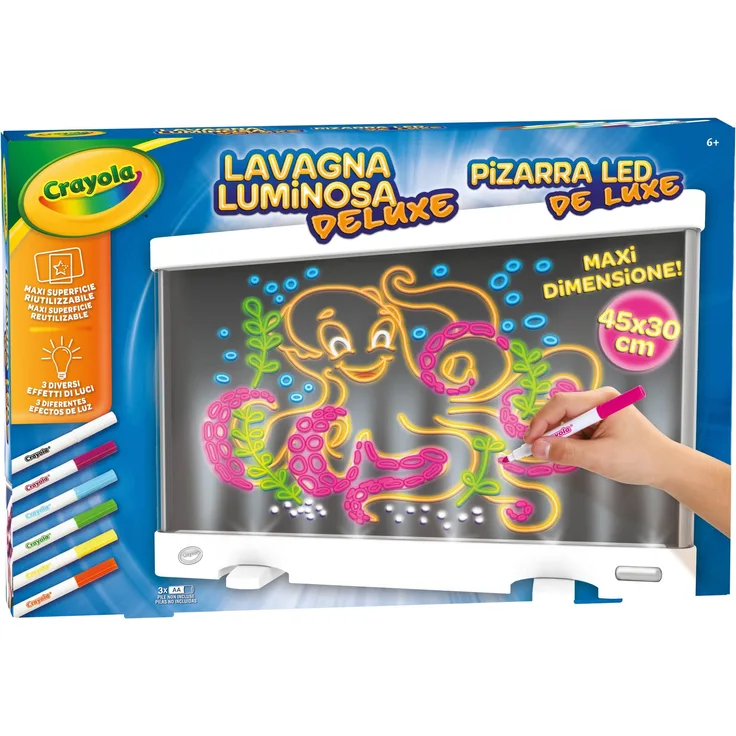 Crayola Deluxe Led-tafel Mit Filzstiften, Spielzeug Zeichenbrett Kinder, Led Zeichenbrett Mit 3 Lichteffekten, Radierbare Zaubertafel Zum Malen, Schreiben Und Zeichnen, Spielzeug Ab 6 Jahren