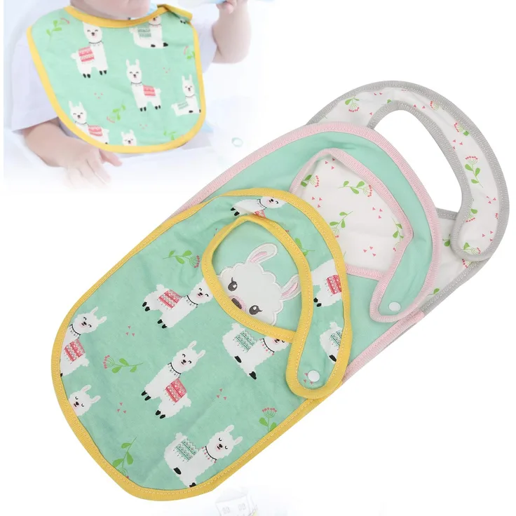 3 Stück Alpaka Lätzchen Cartoon Druckmuster Essen Speichel Handtuch Wasserdichte Unisex Baumwolle Lätzchen für Baby Fütterungsbedarf(3 Stk)