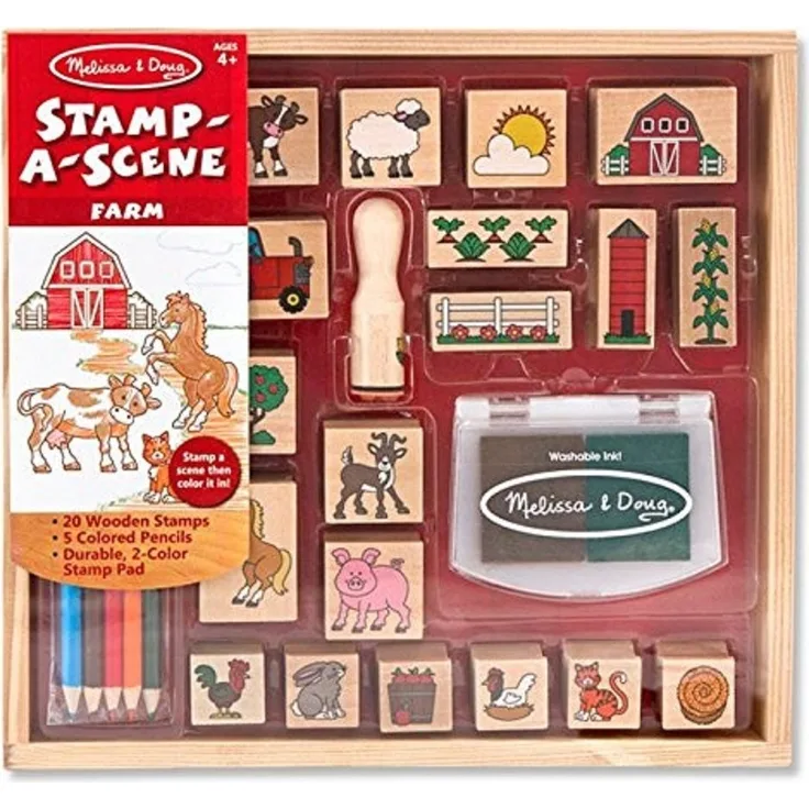 Melissa & Doug Stamp A Scene Farm | Arts & Crafts | Stamp Sets & Stencils | 4+ | Gift for Boy or Girl