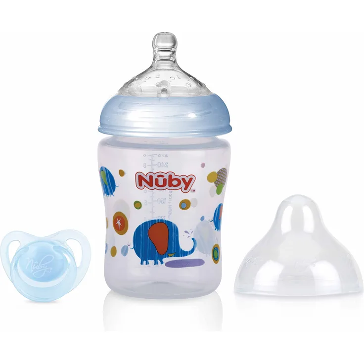 Nûby ID68057BLUE Weithalsflasche PP, 270 ml, blau