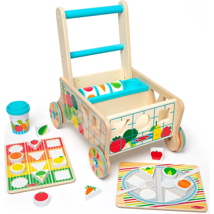 Melissa & Doug Einkaufswagen aus Holz zum Formensortieren und Puzzles, Holzspielzeug ab 1 jahr, Frühes Lernen Spielzeug, 12 Monate+, Geschenk für Baby-Jungen-Mädchen, FSC-zertifizierte Materialien