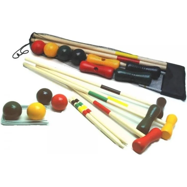 BARTL 110278 - Croquet-Spiel aus Holz für 4 Spieler Gartenspiel Holz Spielzeug