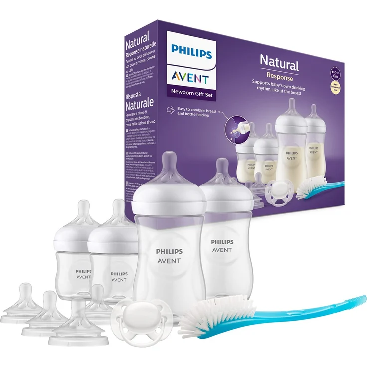 Philips Avent Babyflaschen Natural Response, Geschenkset für Neugeborene – Babys von 0–12 Monaten und älter (Modell SCD838/13)