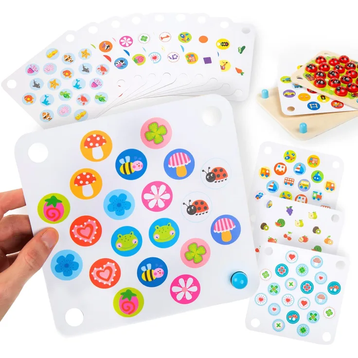 Nene Toys 24 zusätzliche thematische Muster – Erweiterungs-Set für das Marienkäfer-Garten Memory-Spiel – Neue Bild-Karten: Zahlen, Buchstaben, Tiere, Körperteile – Mehrere Schwierigkeitsgrade