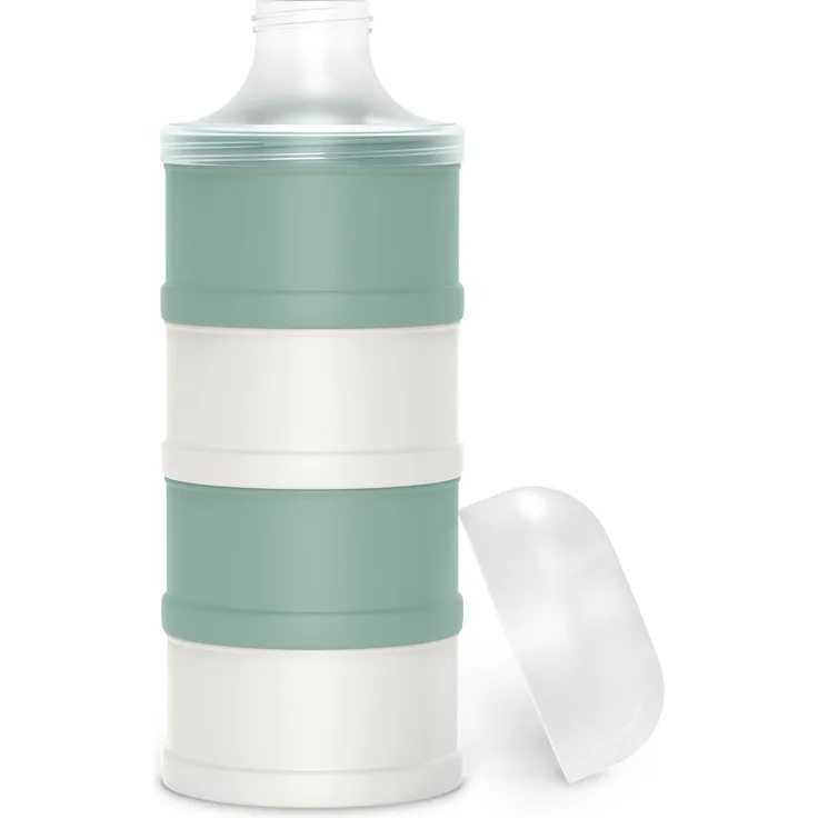 Suavinex, Milchpulver Portionierer Baby, Milchpulver- und Getreidespender, mit 4 Fächern, Schraubverschluss und Spenderteil. Spülmaschinenfest. Grün