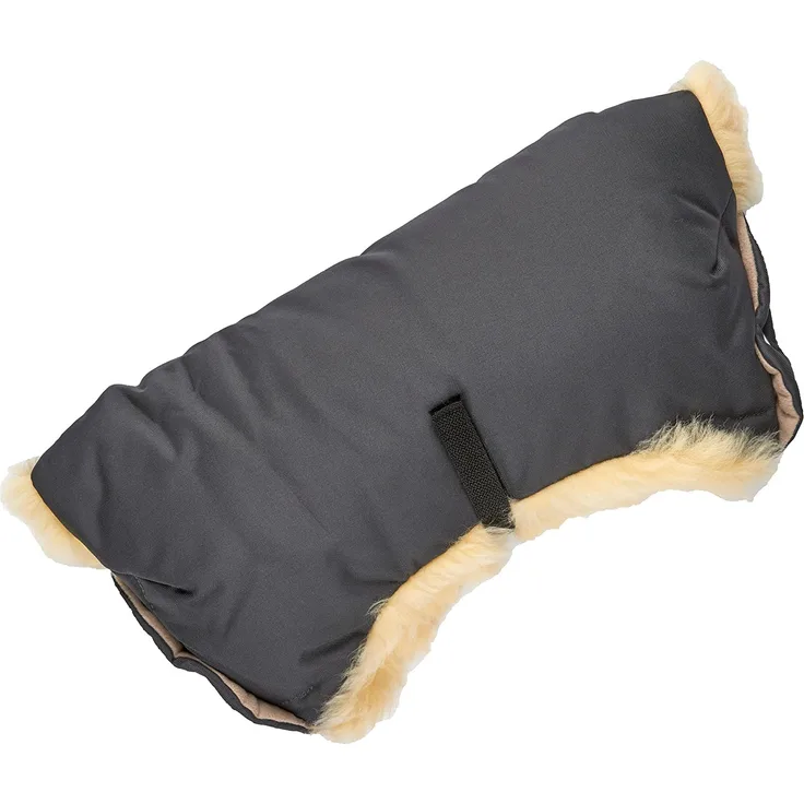 Naturasan Lammfell Handwärmer, warmer Kinderwagen Handmuff mit Lammfell Innenfutter, Muff, Kiwa, Buggy, Jogger, Radanhänger, HW-03-Bambini (Grau)