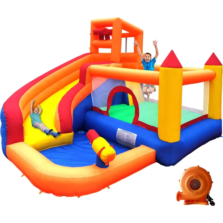 Ballsea Große Hüpfburg mit Gebläse, Trocken-/Wasserrutsche, geeignet für Kinder von 3 bis 10 Jahren, Children's Bouncy Castle for Indoor or Outdoor use 320 x 280 x 232 cm – Bild 1