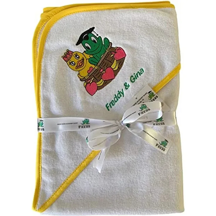 Freds Swim Academy 20511 Kapuzenhandtuch aus weichem Velours - Frottee mit Fred & Gina Motiv, weiß, ca. 70 x 70 cm, weiß