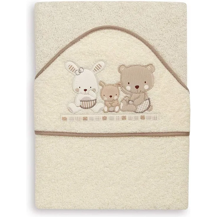 Interbaby 01080-05 Baby Kapuzenbadetuch LOVE beige, Beige